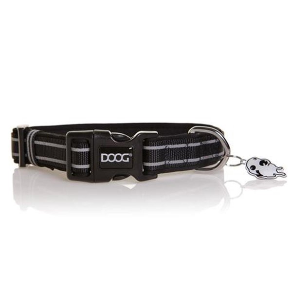 Doog Usa COLBFLSS Collar Black Reflective Strip Pet Leash Small D7U-COLBFLSS